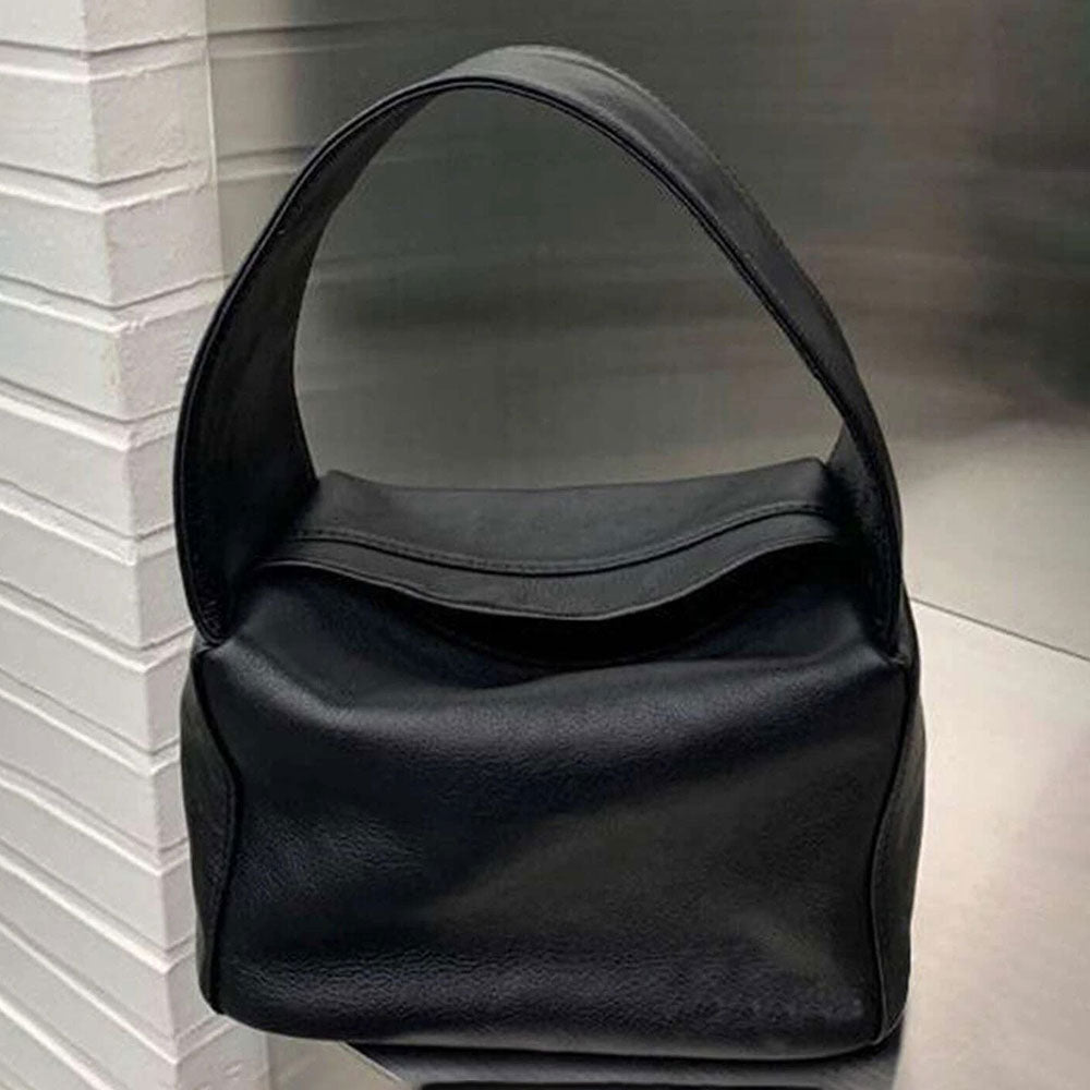 Mini Minimalist Top Handle Bucket Bag (Black)