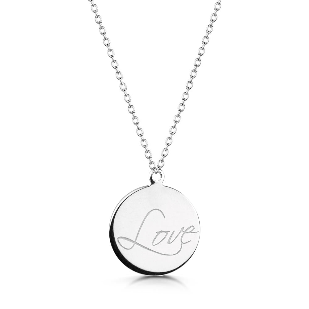 Sterling Silver LOVE Disk Necklace '