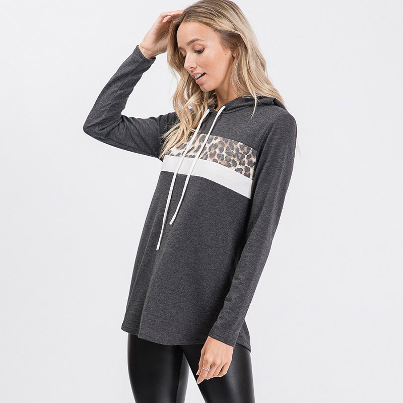 Lena Leopard Hoody Charcoal