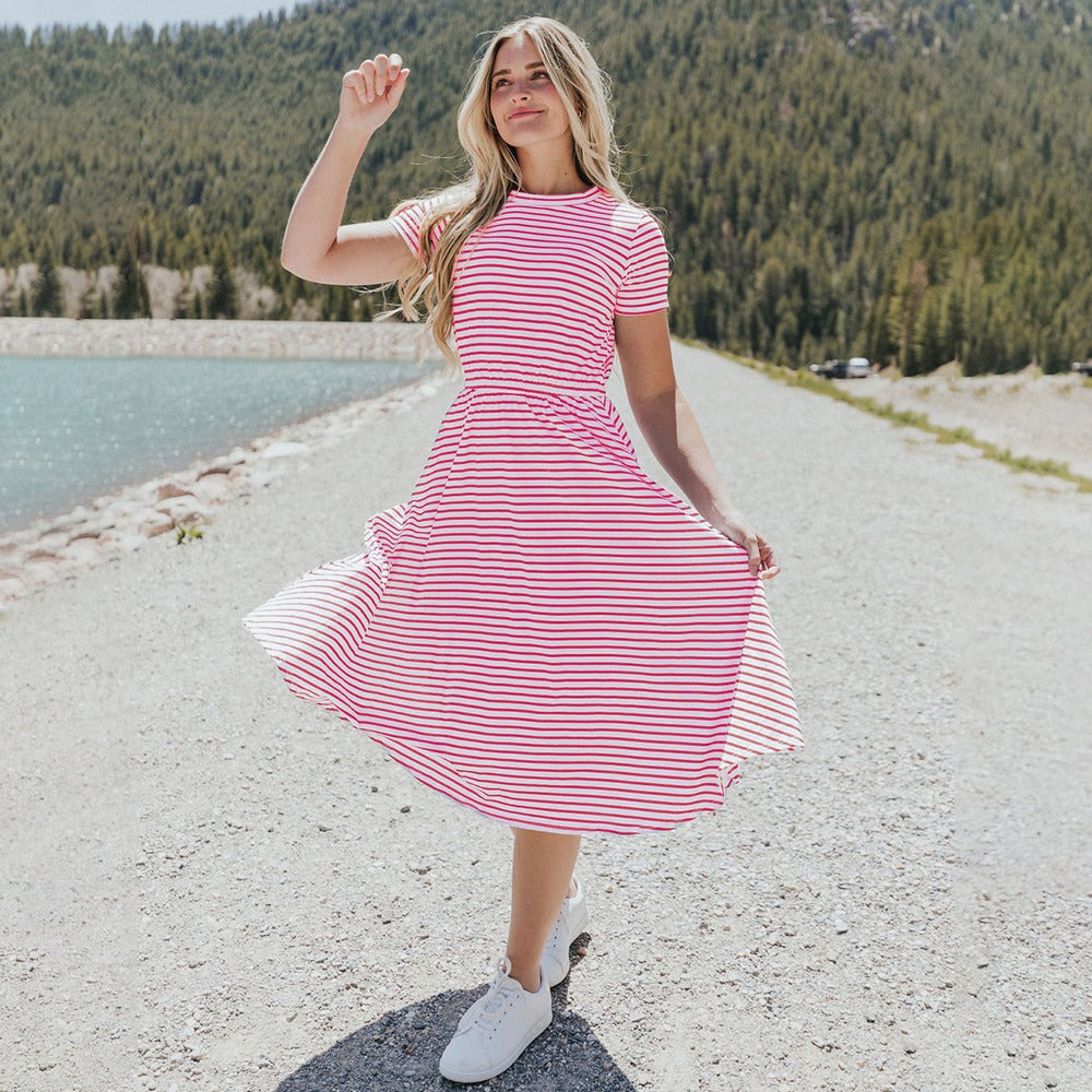 Piper Dress (Pink Stripe)