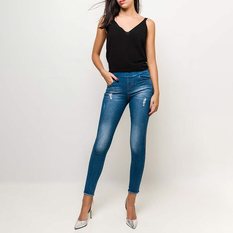 Classic High Waisted Jean Jeggings (Light Blue)