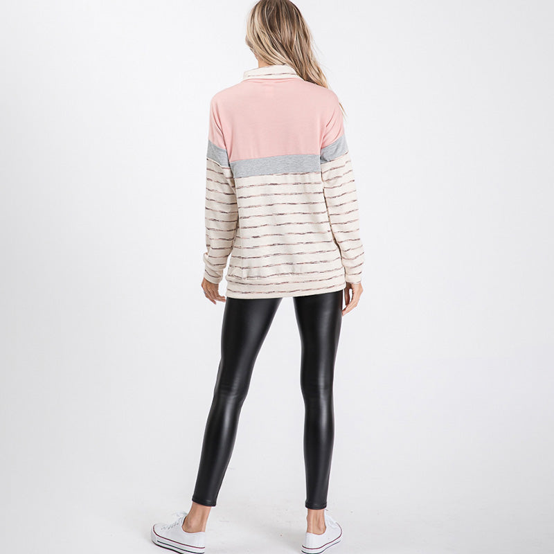 Cara Colour Block Zip Sweatshirt Pink