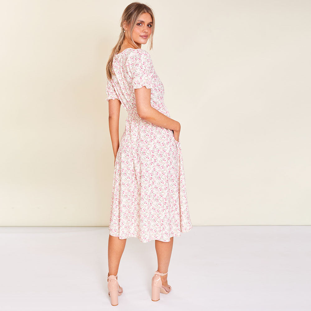 Belle Dress (Cream Floral) - The Casual Company