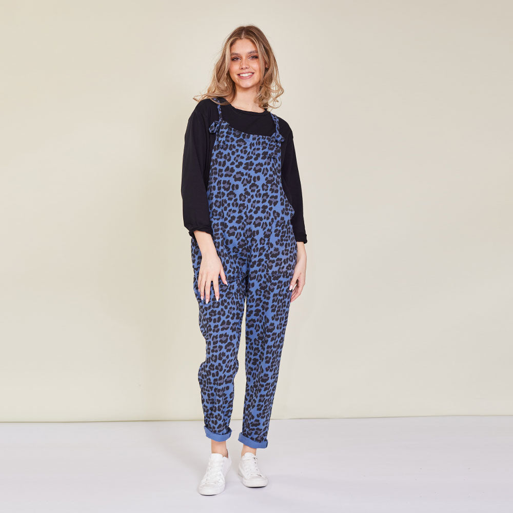Ashley Jumpsuit (Blue Leopard) - The Casual Company