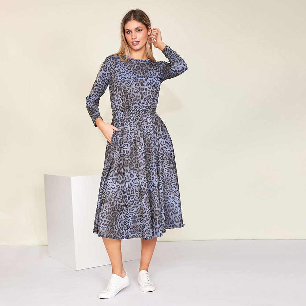 Annie Dress (Blue Leopard) - The Casual Company