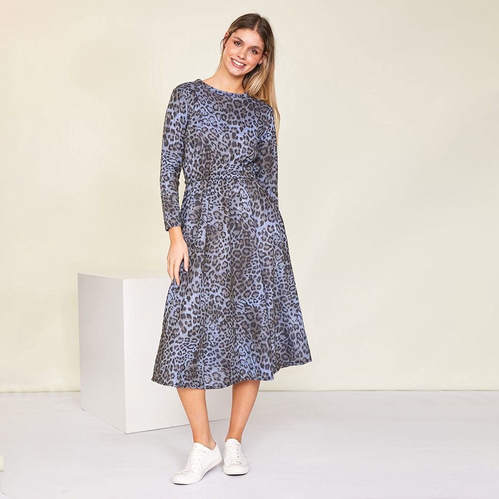 Annie Dress (Blue Leopard) - The Casual Company