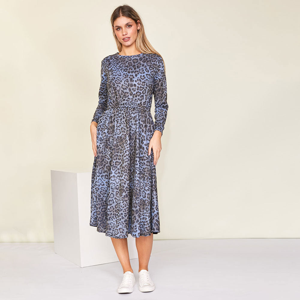 Annie Dress (Blue Leopard) - The Casual Company