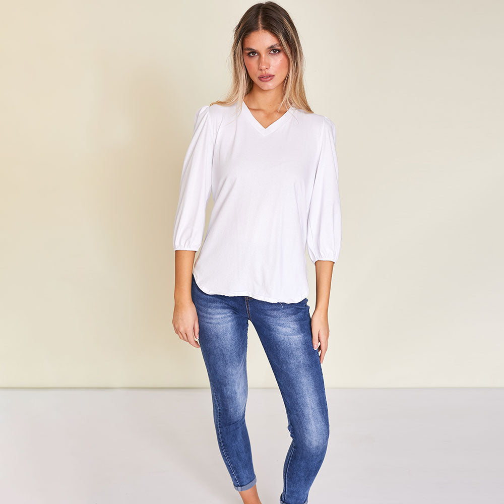 Leon V Neck Top (White)