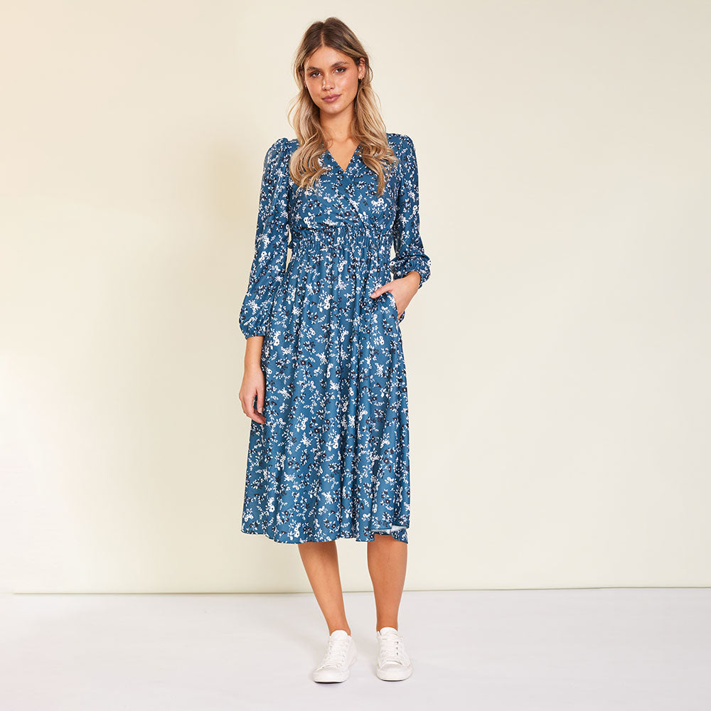 Carrie Dress (Floral Teal)