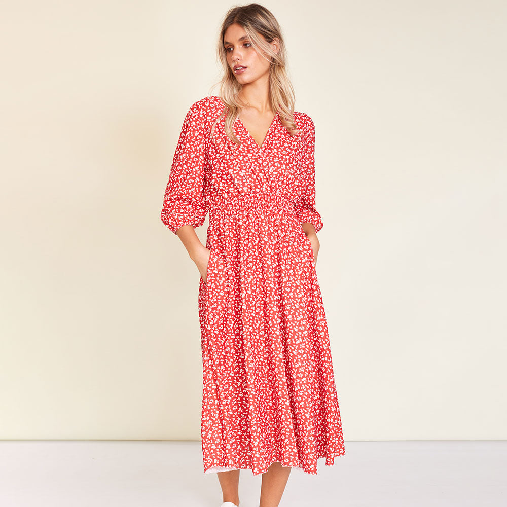 Daisy Dress (Red Floral)