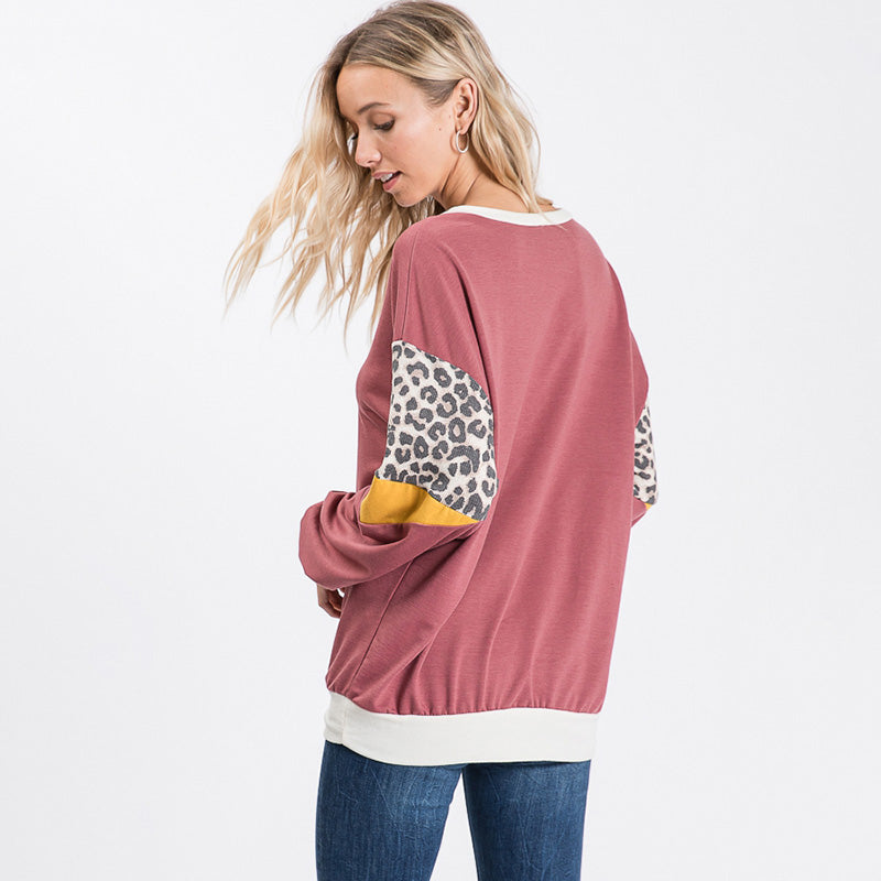 Polly Leopard Top Rose Wood