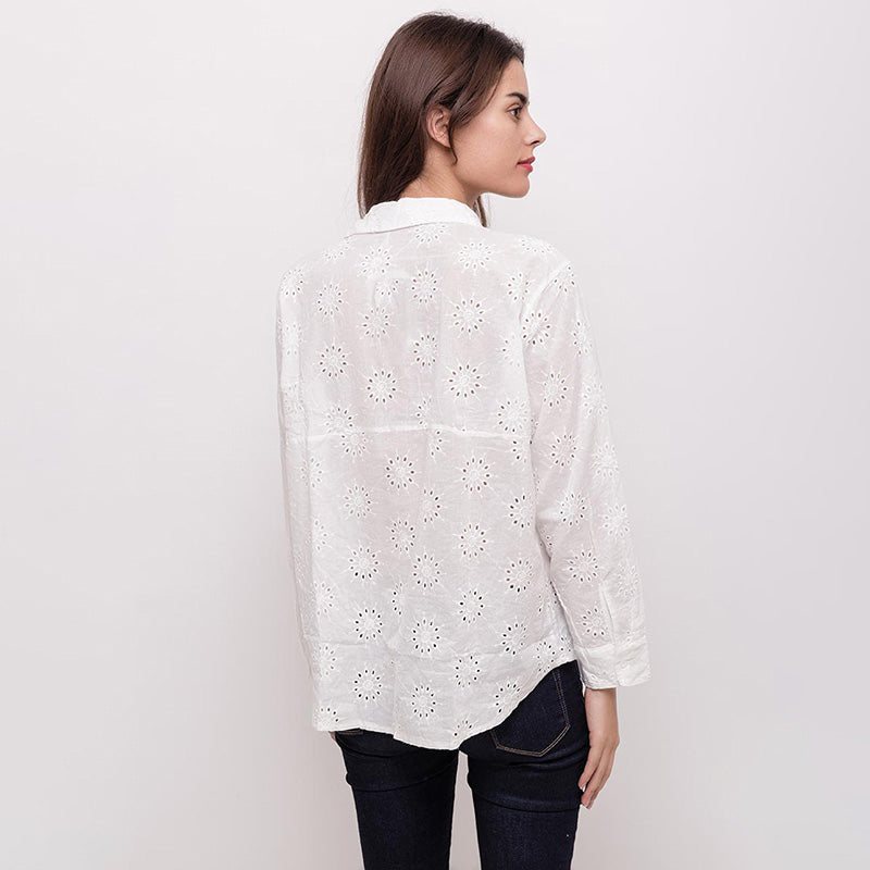 Emma Embroidered Shirt White